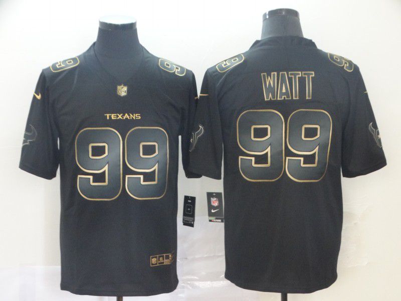 Men Houston Texans #99 Watt Nike Vapor Limited Black Golden NFL Jerseys